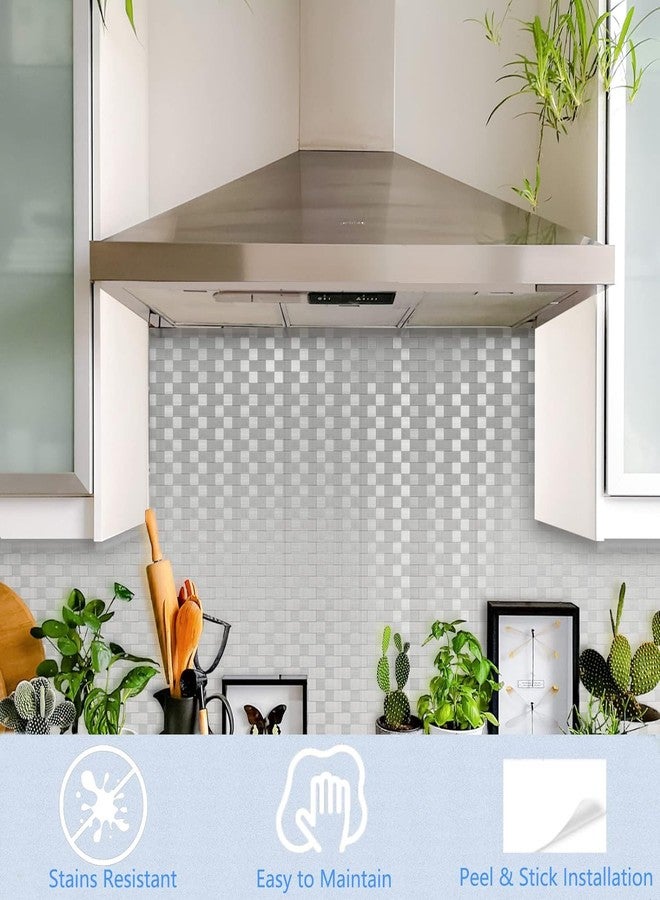 Matiko Peel and Stick Backsplash Subway Tile Stick on Kitchen Bathroom Fireplace Metal in Brushed Silver (30x30 CM) (10pcs) - Image 2